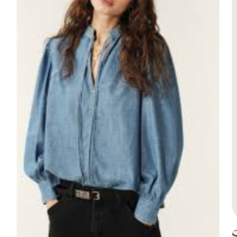 Stylish Blue Button-Up Blouse By Kuka